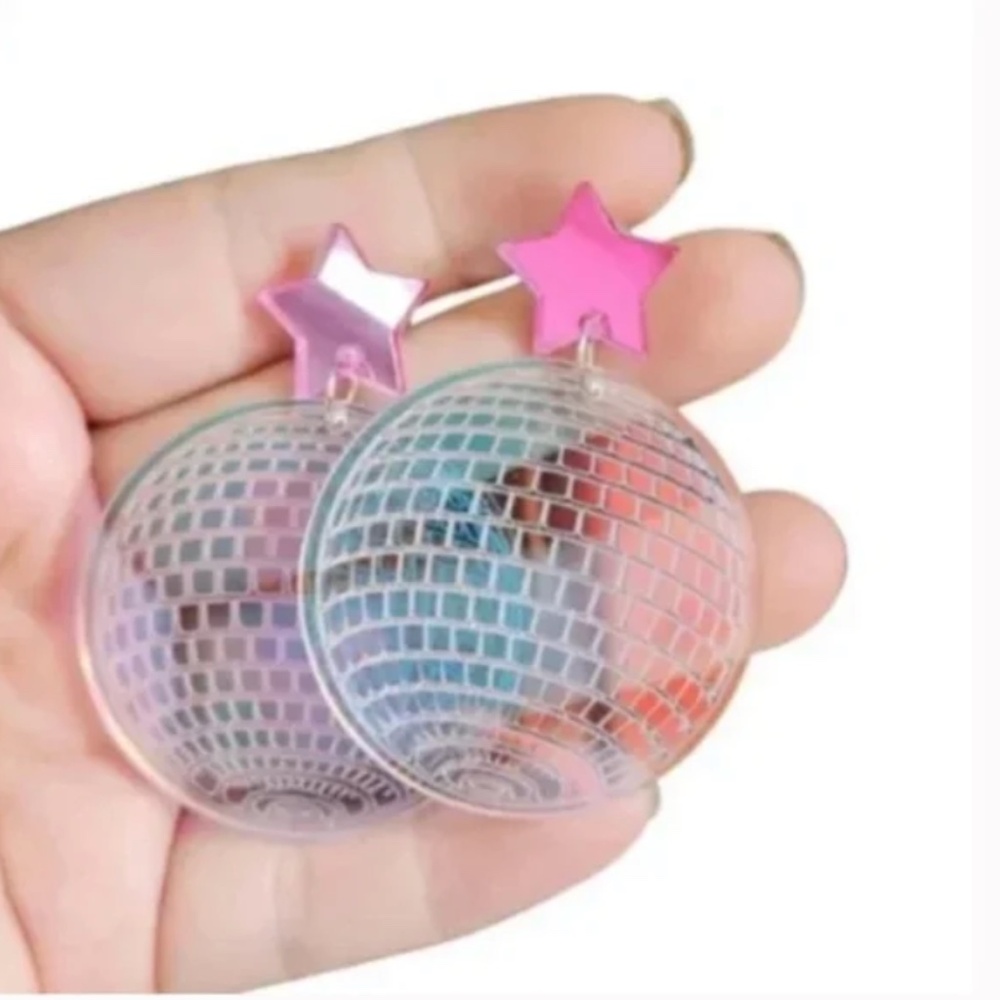 ❤️ FREE Disco Ball Holographic Chic Glam Party Bachelorette Drop Trendy Earrings